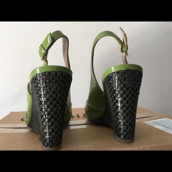 Hugo Boss Green wedge sandals size 6 - Picture 2 of 6